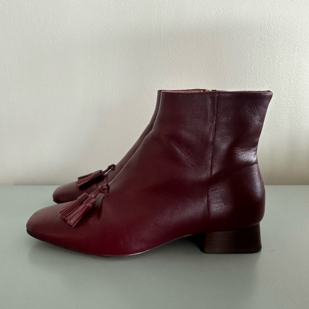 LK Bennett Ankle Boots With Tassel Women’s 37 / 7 Red Burgundy Leather